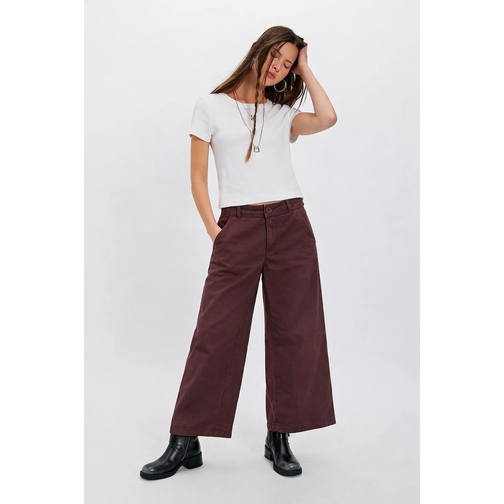 INSPR by Tezza Wide Leg Chino Pants Brown Granite Size S‎